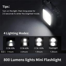USB recarregável LED Mini lanterna, portátil brilhante Keychain, Pocket Clip, lanterna, trabalhando luz, ao ar livre, caminhadas, pesca, Camping - Image 5