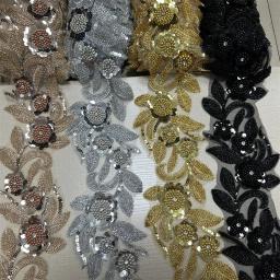 Guarnição frisada e bordada para o casamento nupcial, artesanato para DIY vestuário, novo design, 4,5 jardas - Image 1
