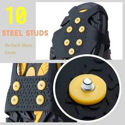 Chuteiras anti-derrapantes Crampon para homens e mulheres, garra de gelo da neve, picos de escalada, sapato esportivo, botas de neve, apertos antiderrapantes, 10-Studs, 1 par - Image 6