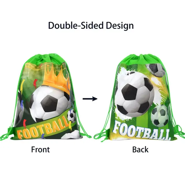 Mochila de Futebol com Bola e Cordão – Sacos de Armazenamento para Festa de Aniversário Temática de Esportes para Crianças