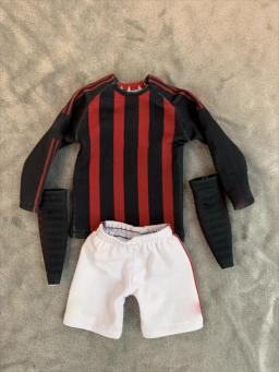 Futebol t-shirt dos homens e Shorts Suit, Escala 1:6, Masculino Soldado Football Jersey, Milan 08, 09, Home Sports, Fits 12 'Action Figure, Modelo Corporal - Image 2