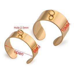 Anéis Abertos Ajustáveis para Fazer Jóias, Aço Inoxidável, Banhado a Ouro, Configurações do Anel de Salto, Craft Tassel Suprimentos, 10 Pçs/lote - Image 5