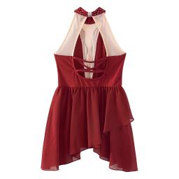 Crianças meninas strass ballet vestido lírico artístico patinação artística ritmo ginástica dança traje pura malha irregular bainha vestido - Image 4