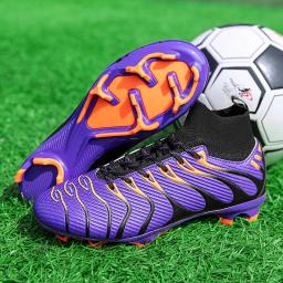 Tênis de futebol profissional para adolescentes, tênis de futsal masculino, bota de futebol antiderrapante resistente ao desgaste masculina, roxo, Tf Fg - Image 1