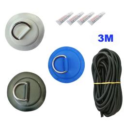 Prancha de surf bote barco pvc remendo com anel d de aço inoxidável deck rigging sup anel redondo almofada 5m elástico bungee corda kit - Image 1