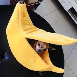 Cama de banana portátil para gato, tapete engraçado e bonito, aconchegante e quente, cesta durável, canil para cão, suprimentos gato, multicolor - Image 3
