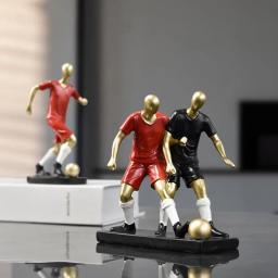 Criativo resina artesanato jogador de futebol estatuetas atleta escultura em miniatura meninos modelo casa decoração desktop - Image 3