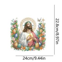 Pintura acrílica diamante para decoração de casa, ovo de páscoa de Jesus, parede de cristal de face única - Image 4