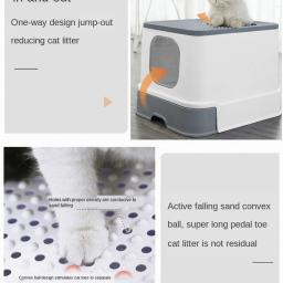 Caixa de lixo de gato fechada avançada, Anti-Splatter com controle de odor, Grande produto essencial de higiene felina - Image 5