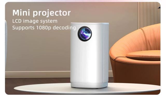 Mini Projetor Inteligente Portátil com Suporte 4K para Home Theater e Espelhamento de Tela do Celular