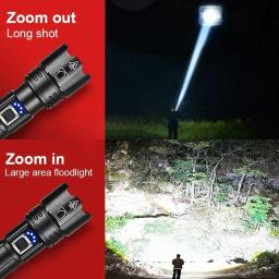 Alumínio liga lanterna tática, zoom telescópico LED, TYPE-C carregamento, exterior multifunções carregamento tesouro, XHP70 - Image 6