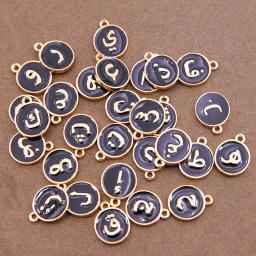 29 pçs 15*12mm alfabeto árabe letra dupla face esmalte encantos pingentes jóias fazendo artesanal artesanato diy pulseira brincos - Image 2