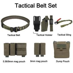 Tactical coldre Battle Belt, 5,56mm, 9mm Pouch, Folding Dump Pouch, Molle Nylon 1000D, Quick Release Cintos, Utility Belt Set - Image 2