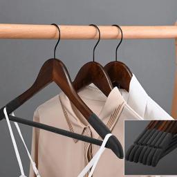 5 pçs madeira veludo terno cabides para homens antiderrapante luxo lótus madeira calça cremalheiras para pendurar vestido saias com 360 °   Gancho giratório - Image 4