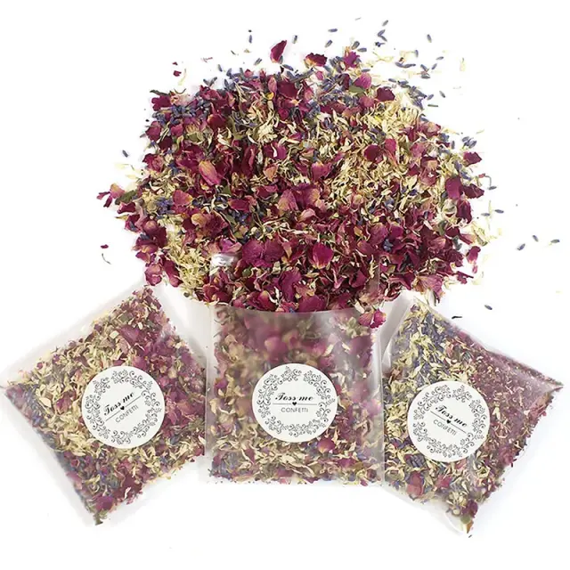 Flor de Confete Natural e Biodegradável para Casamento e Aniversário com Pétalas de Rosa Vermelha DIY