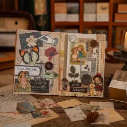 Mini álbum de papel antigo para diário, coleção de livros antigos, artesanato, diário vintage, material de livro de recortes com 100 peças - Image 5