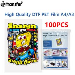 100 Folhas De Papel De Filme De Transferência DTF A4 Dupla Face Grossa Limpar Pretreat Papel De Transferência De Calor PET para Epson Inkjet Printer - Image 1