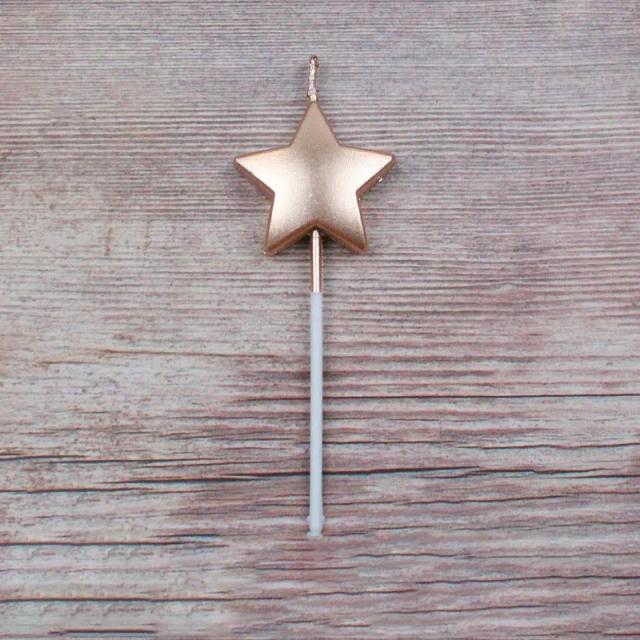 Vela de Aniversário Estrela de Cinco Pontas para Decoração de Bolo em Festas Infantis e Celebrations