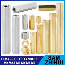 M2 m2.5 m3 m4 m5 m6 fêmea hex placa-mãe impasse rack espaçadores latão aço inoxidável rosca métrica pcb suporte pilares coluna - Image 1