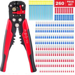 Auto-Ajustando Alicate De Friso Set, Fio Stripper, Ferramentas Terminais, 3 em 1, 260 Peças - Image 1