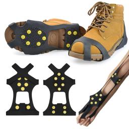 Garra anti-derrapante para sapatos esportivos para homens e mulheres, botas de escalada, neve, garra de gelo, apertos, grampos Crampon, 10 Stud, 1 par - Image 5