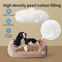 Cama de cachorro macia quadrada, cesta de pelúcia para cães, camas com fundo antiderrapante, lavável, resistente à mordida, camas grandes para cães, tamanho médio, almofada para cães e gatos - Image 3