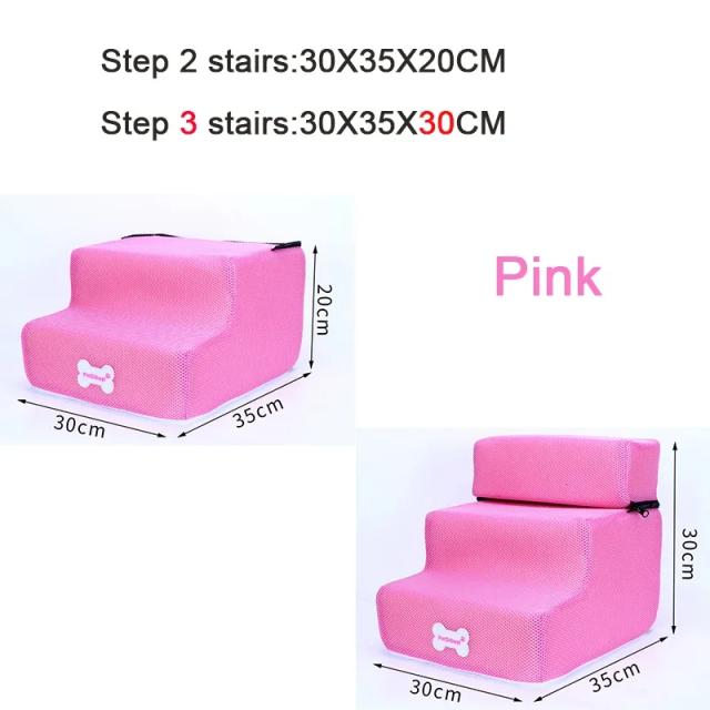 Escada Antiderrapante de 3 Andares para Cachorros e Gatos Pequenos, Ideal para Casas e Camas de Estimação com Rampa Removível