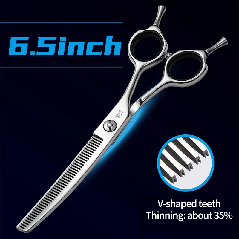 Fenice Professional Dog Grooming Shears, Curvo Diluindo Tesoura para Rosto e Corpo do Cão, de Alta Qualidade, JP 440C, 7.0 7.5" - Image 1