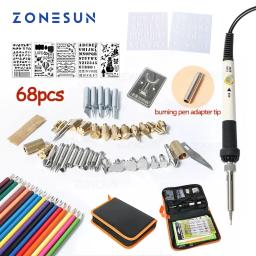 Zonesun conjunto caneta de solda, para pirografia, estampagem a quente, ferramenta de gravação em madeira, conjunto de pontas de solda - Image 1