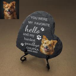 Pedras personalizadas Pet Memorial, Gravado com foto, Pedra do jardim para cão e gato - Image 1