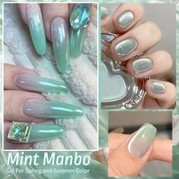 Nascido bonito hortelã cor verde gato gel magnético unha polonês brilho brilho gel varnis semi permanente 10ml para verão manicure diy - Image 4