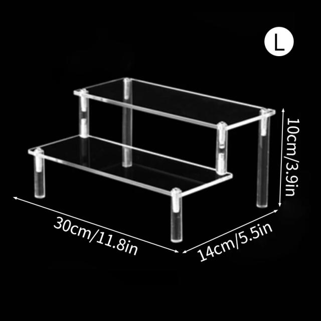 Suporte Acrílico Trapezoidal para Exibição de 1-3 Camadas com Organizador de Perfumes e Bonecas