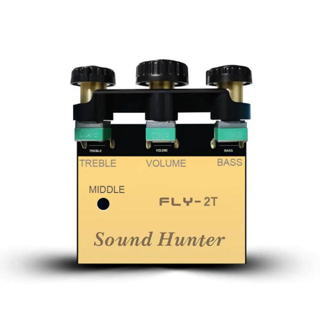 Captador Ativo Piezo para Guitarra Acústica FLY-2T com Equalizador, Controle de Volume e Agudos/Baixos