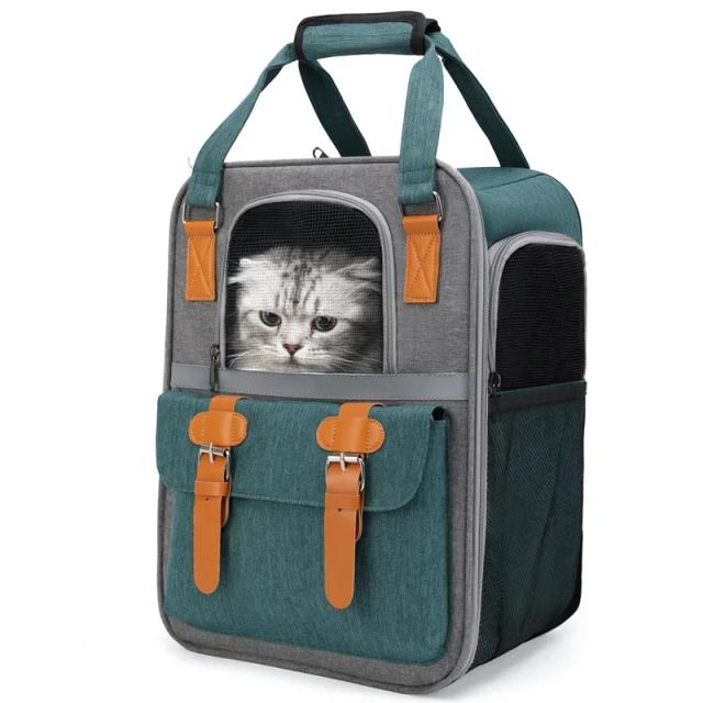 Mochila Dobrável para Animais de Estimação com Grande Capacidade em Malha Respirável para Cães e Gatos até 10 kg, Ideal para Viagens ao Ar Livre