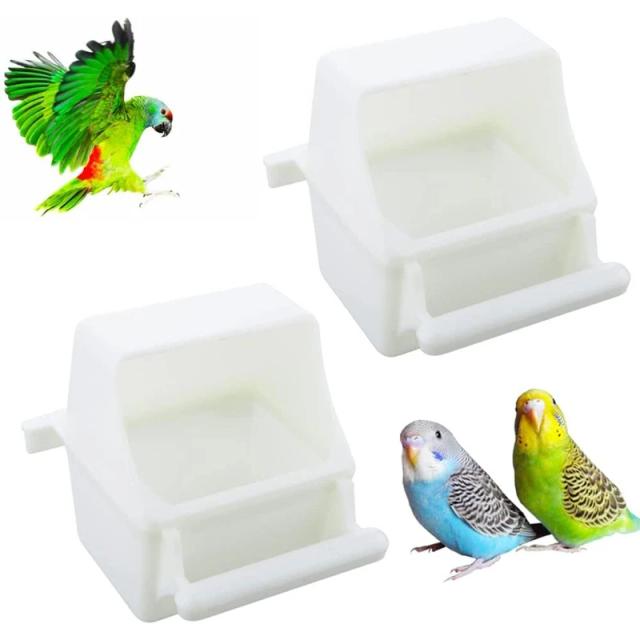 Alimentador de Pássaros de Plástico com Poleiro e Recipiente para Alimentos - Fácil de Limpar e de Grande Capacidade