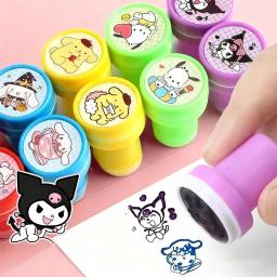 Conjunto de 10 peças de Selos Sanrio, Figuras de Anime Fofas, Hello Kitty, Kuromi, My Melody, Vários Padrões, Brinquedos de Carimbo para Crianças, Presentes de Aniversário - Image 3