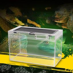 Caixa de alimentação para répteis, transparente, acrílico, terrário para répteis pequenos, invertebra, lagarto, tartaruga, mantis 360 °   P P - Image 2