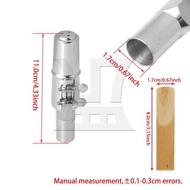 Yibuy Conjunto de Bocal de Saxofone Tenor B-Flat Prata com Palheta 2.5