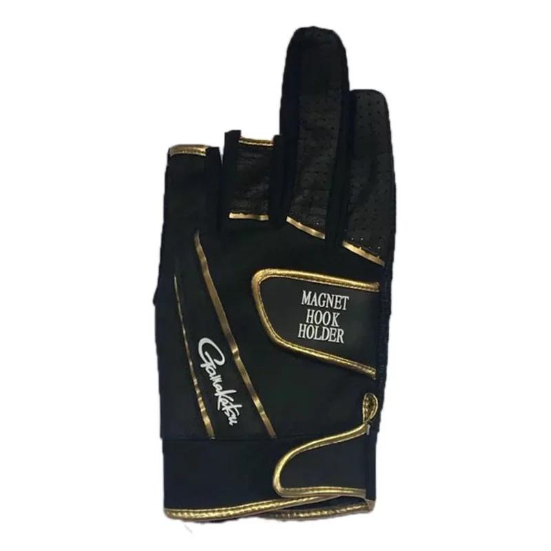 Luvas de pesca anti-derrapante Gamakatsu, couro macio, 3 dedos, esportes ao ar livre, camping, caminhadas, ciclismo, resistente ao desgaste - Image 1