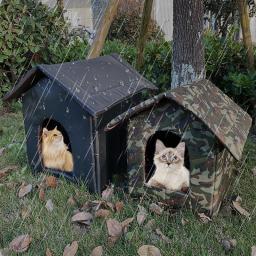 Cama de lona impermeável para cachorro, cama espessa, ninho à prova de frio, casa de gato, Kitty Shelter, cesta de animais - Image 1