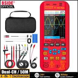 BSIDE-Handheld Multímetro Digital + Função, Gerador de Sinal, Dual Channel, 50MHz x 2, 250 MS/s medidor gráfico, 3 em 1, novo - Image 1