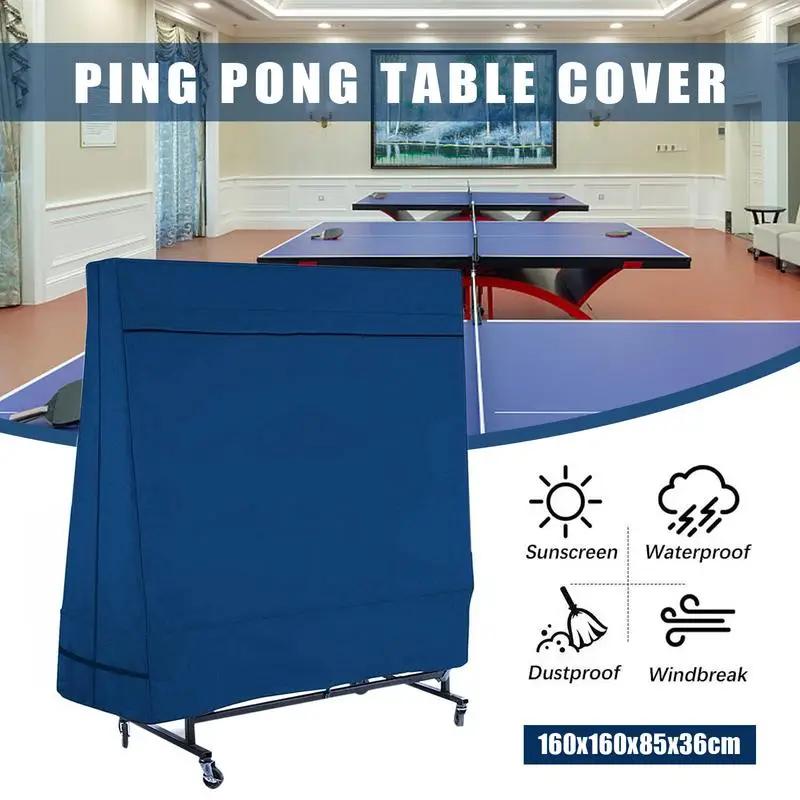Capa protetora de mesa de tênis de mesa com zíper à prova d'água portátil para móveis internos e externos pingue-pongue capa à prova de poeira azul - Image 1