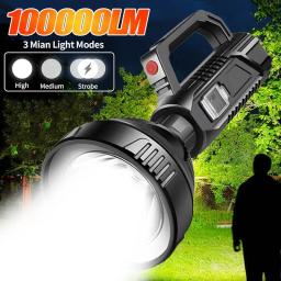 Lanterna LED recarregável USB poderosa portátil, lanterna de pesca impermeável, tocha de alta potência, lâmpada de acampamento ao ar livre - Image 1