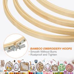 Ajustável Bambu Bordado Hoop Anel, Círculo De Bambu, Ponto Cruz, Artesanato De Arte, Decoração De Costura, 12PCs, 6 em, 8 em, 9 em, 10 em, 12 em - Image 2