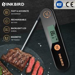 INKBIRD-Termômetro recarregável à prova d'água de alimentos digitais, churrasco, fritar, carne, sondas dobráveis, IPX5, IHT-1X - Image 3