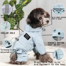 Impermeável impermeável para cão, Hoodie cão reflexivo, roupas de quatro pernas, macacão absorvente de suor, capas de chuva, Pet Coat, Novo, 2023 - Image 2