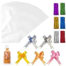 Conjunto De Saco De Celofane De Laço De Metal Plástico, Favor De Festa Descartável, Embalagem De Presente, Embrulho De Casamento, Pull Bow, Armazenamento De Alimentos, 25x15cm, 300Pcs - Image 3