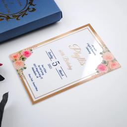 Cartão acrílico quente com impressão do convite de casamento da flor - Image 3