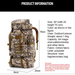 Mochila tática impermeável para Trekking, pesca, caça, Molle Bag, esporte ao ar livre, mochilas militares, 80L - Image 6