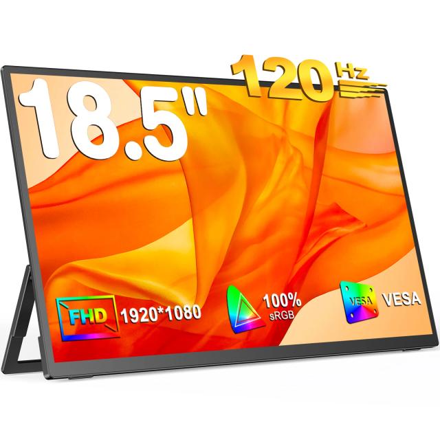 Monitor Portátil Inteligente UPERFECT de 18,5" com Tela Sensível ao Toque, Estrutura Metálica, FreeSync, 100% sRGB, HDR e 120 Hz - Ideal para Jogos em Switch, Xbox, PS5 e Laptops